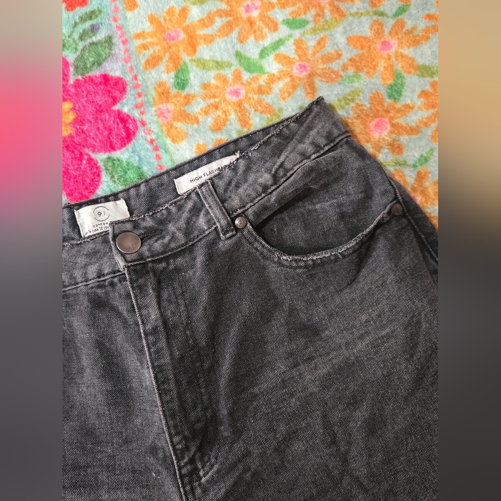 Cotton On - Black Denim High Waisted Shorts